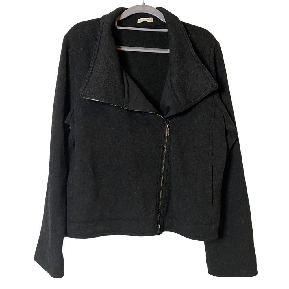 Dark Grey Eileen Fisher Women's Wool Blend Motorcycle‎ Jacket, Size M(no tag)